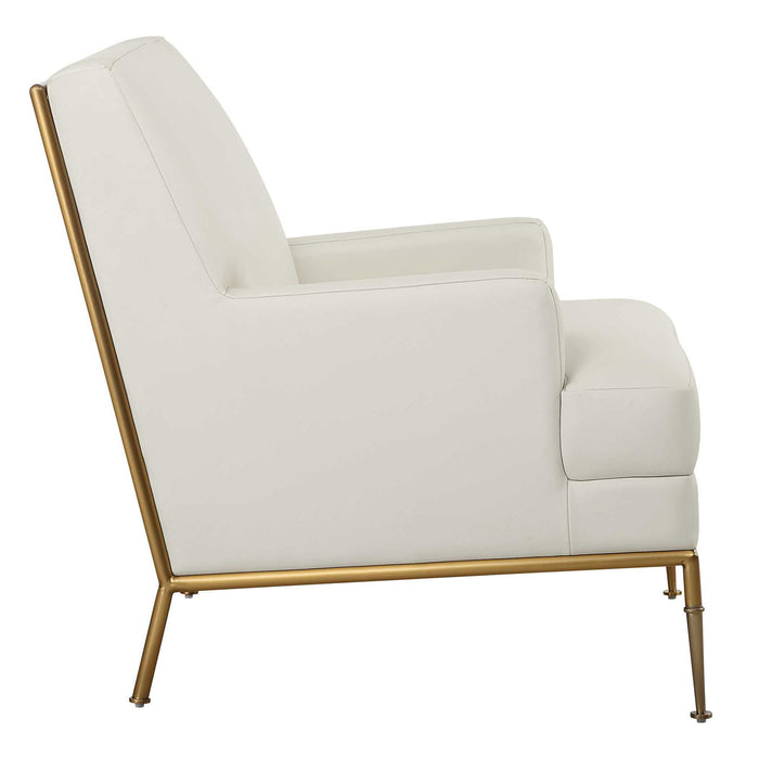Fretwork - Accent Chair - White / Gold