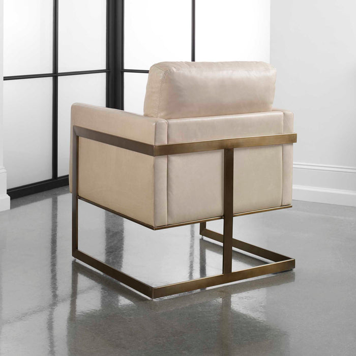 Alexandra - Accent Chair - Brass / Brown / White