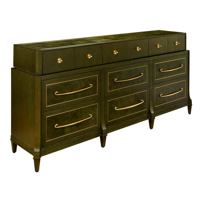 Green With Envy - 9 Drawer Chest - Green / Woodtone