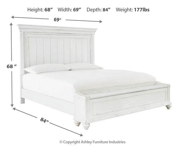 Kanwyn Queen Panel Bed with Storage with Mirrored Dresser, Chest and Nightstand