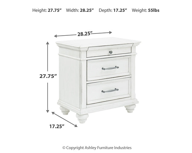 Kanwyn King Panel Bed with Mirrored Dresser, Chest and Nightstand