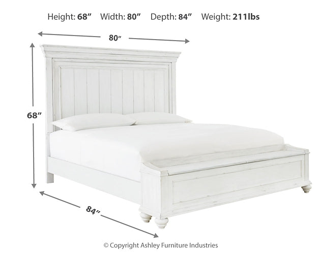 Kanwyn King Panel Bed with Storage with Mirrored Dresser