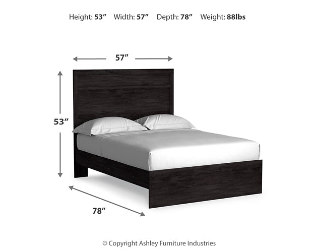 Belachime Full Panel Bed with Mirrored Dresser and Chest