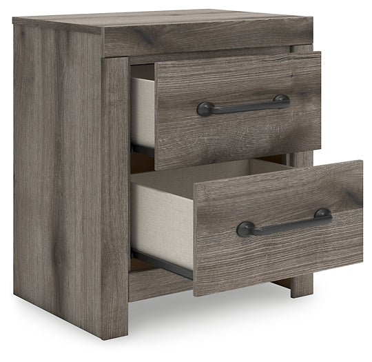 Graystorm Full Panel Bed with Mirrored Dresser and Nightstand