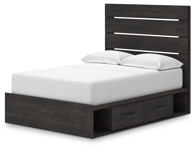 Hollivern Full Panel Bed with Storage with Mirrored Dresser and Nightstand
